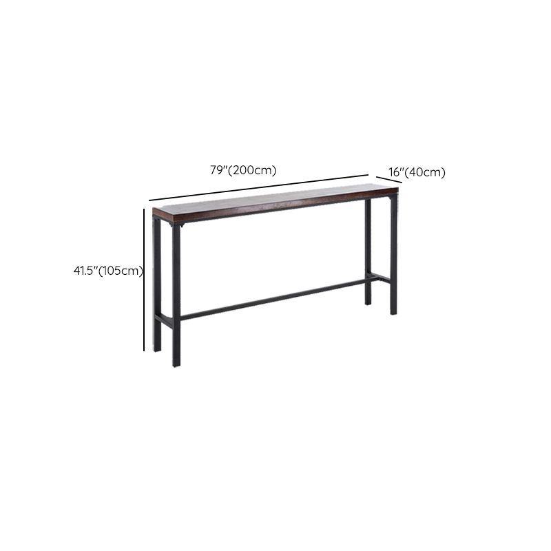 Industrial Bar Height Table Solid Wood Top Bistro Bar Table with Black Base