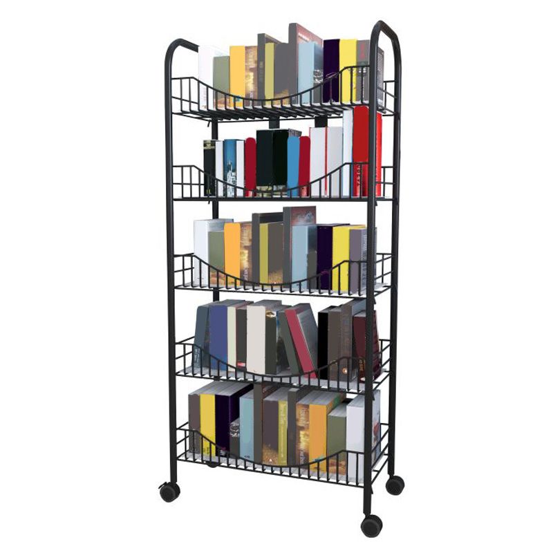 Contemporary Style Bookshelf Open Shelf Bookcase for Study Room Office with Casters