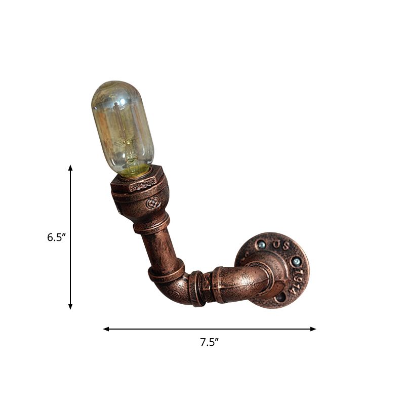 Illuminazione a parete del tubo metallico con lampadina aperta vintage 1/2/3 a 3 co-teaggio Sconce da parete in rame antico