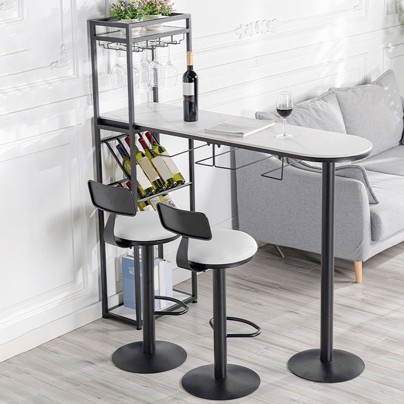 Modern 1/3 Pieces Bar Table Set Stone Counter Table with High Stools for Kitchen