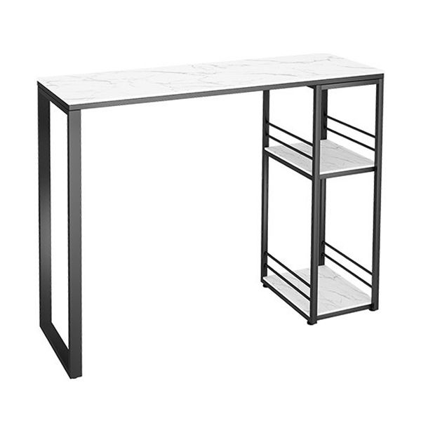 Rectangle Sintered Stone Bar Table Black and Metal Base Bar Table for Kitchen Living Room