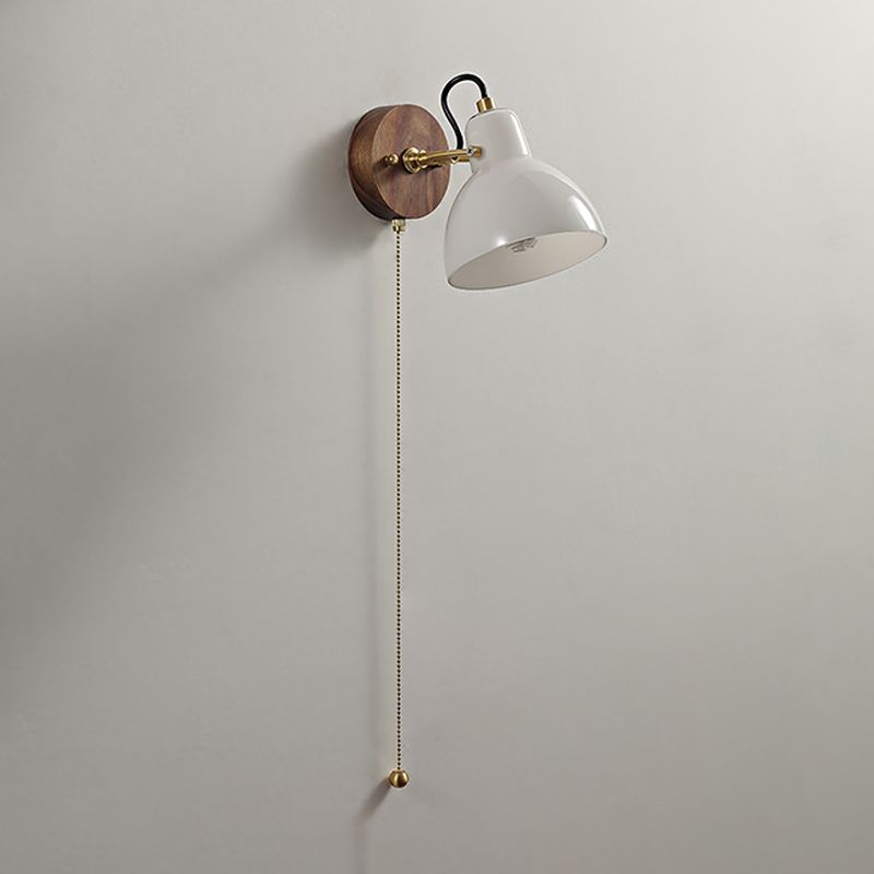 Japanese Style Wall Light Dome Shape Wall Lamp with Glass Shade for Living Room