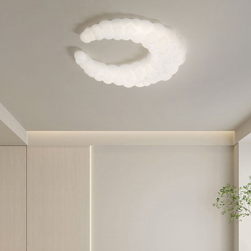 Crescent LED Flush Mount Acrylic Contemporary Ceiling Flush in Ivory White