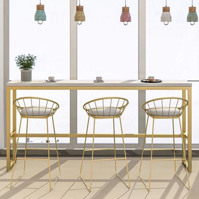 Upholstered Counter Stool Glam Style Low Back Bar Stool with Gold Frame