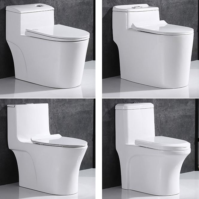 Traditional One Piece Toilet Floor Mounted White Toilet Bowl with Seat for Washroom