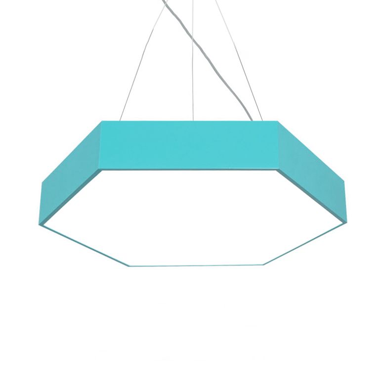 Yellow/Silver/Purple Hexagon Pendant Lamp Contemporary Led Metal Hanging Ceiling Light, 12"/18"/23.5" Wide