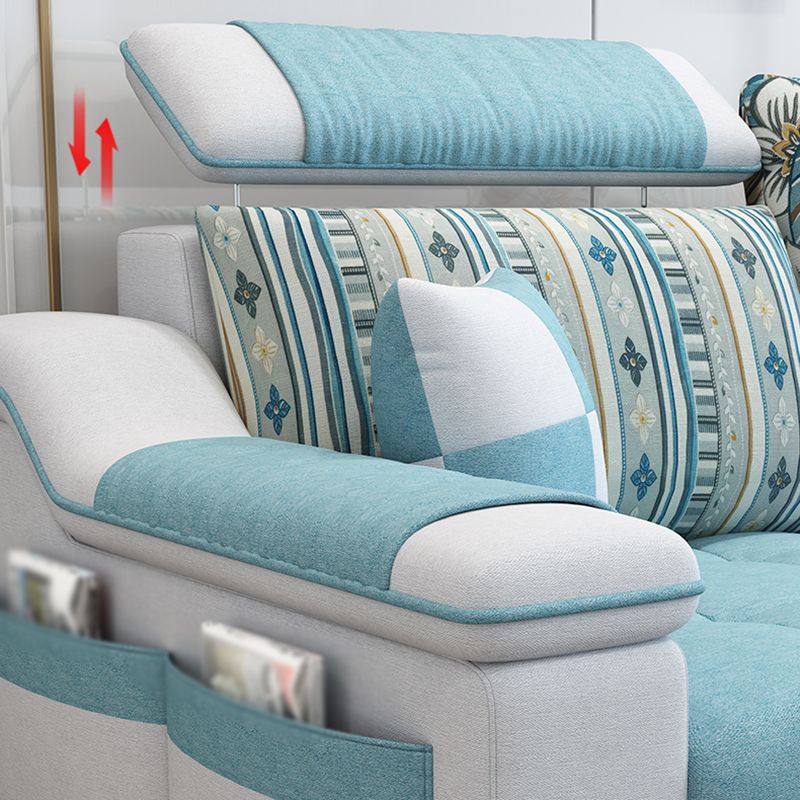 Sloped Arms Pillowed Back Cushions Storage Sectional Sofa with Chaise