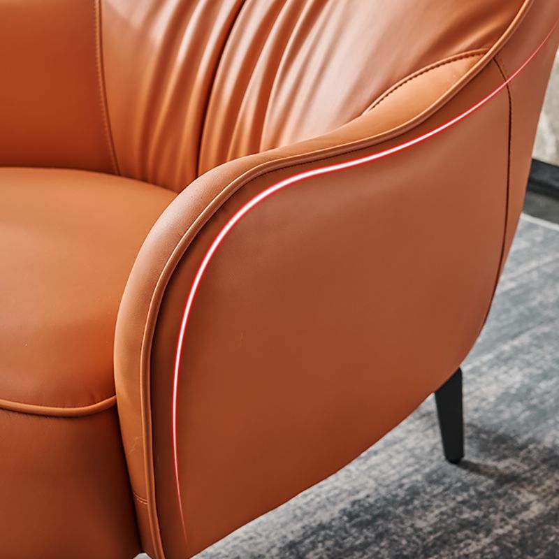Contemporary Accent Armchair Faux Leather Barrel Accent Chair