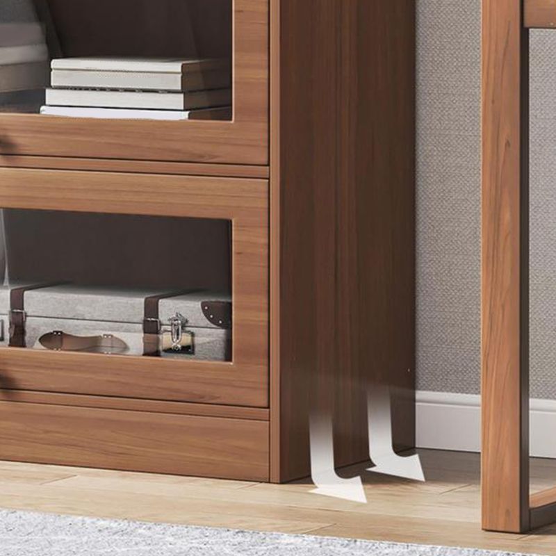 Contemporary Barrister Brown Bookshelf Engineered Wood Closed Back Shelf with Door