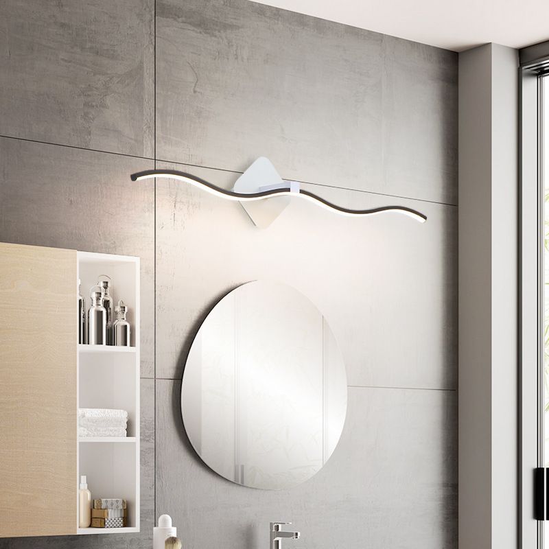 Linear Shape Metal Wall Sconce Modern Style 1 Light Mirror Wall Lighting Fixtures