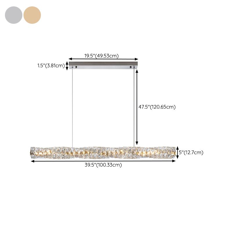 Crystal Island Light Modern LED Island Hanging Light for Dining Room