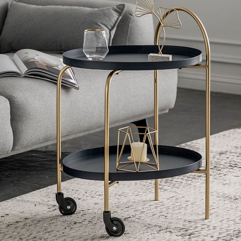 Metal Oval End Table Mid-Century Tray Top Corner Table for Living Room