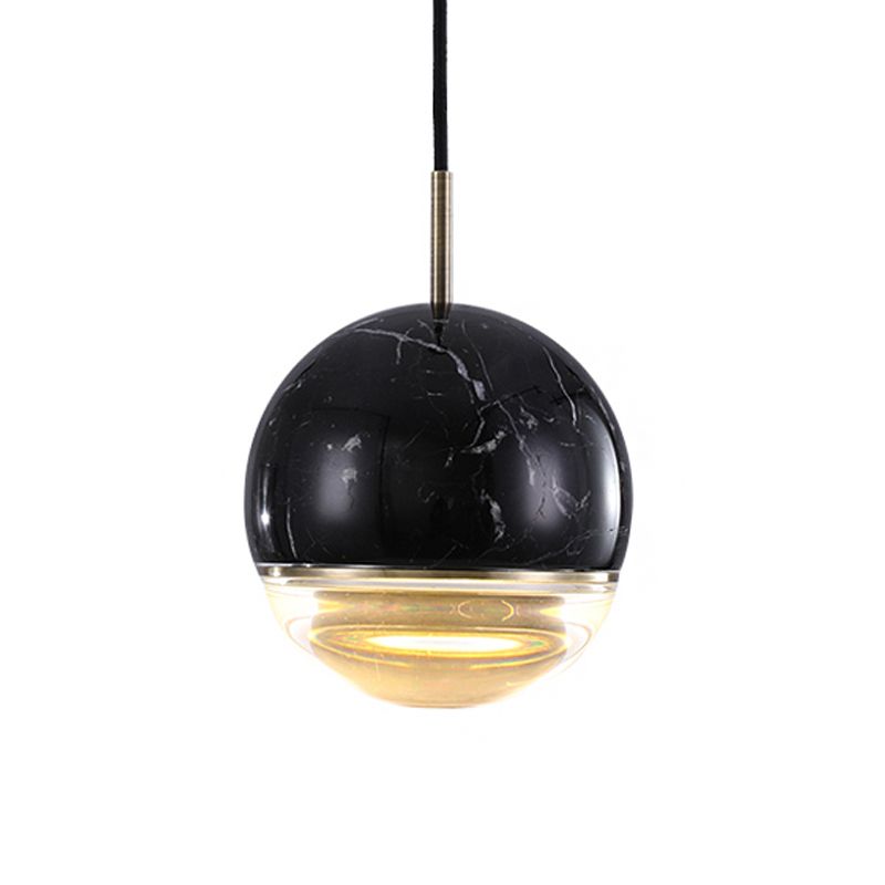 Luce a sospensione a sospensione sferica nordica 4 "/7" Accensione di sospensione in marmo a LED in nero/bianco/verde