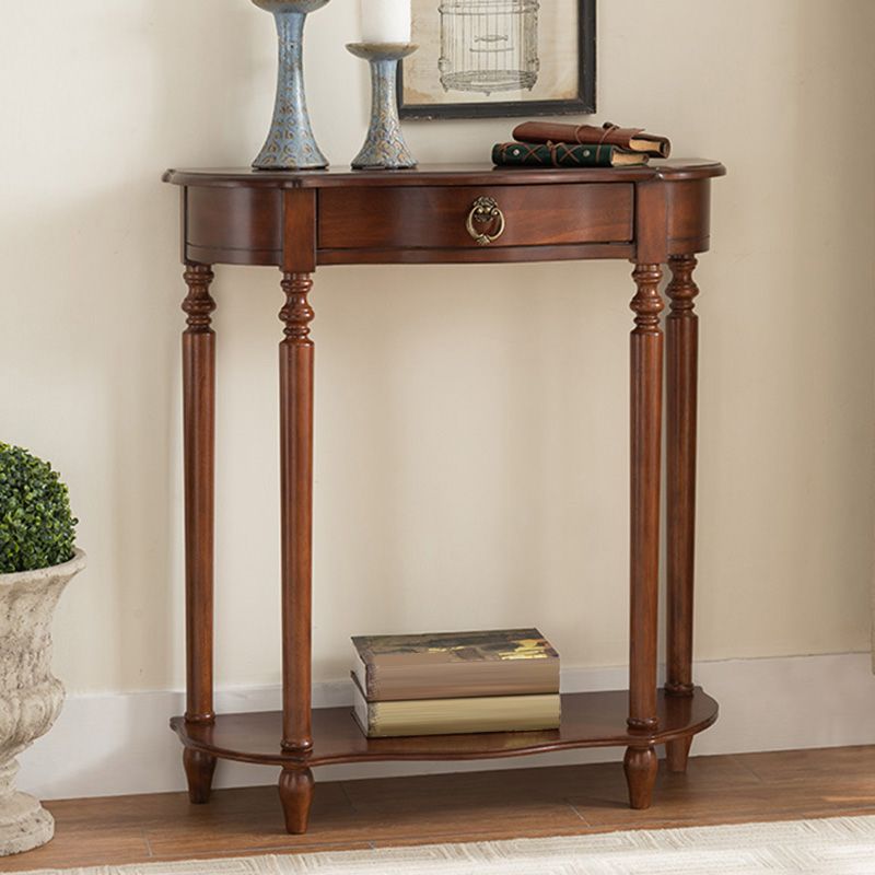 Victorian Rubber Wood End Table Free Form Console Sofa Table for Hall