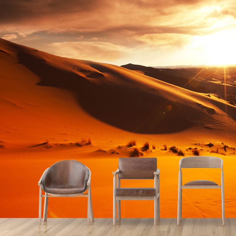 Customized Photography Modern Mural with Evening Sunshine over Desert Scenery in Yellow