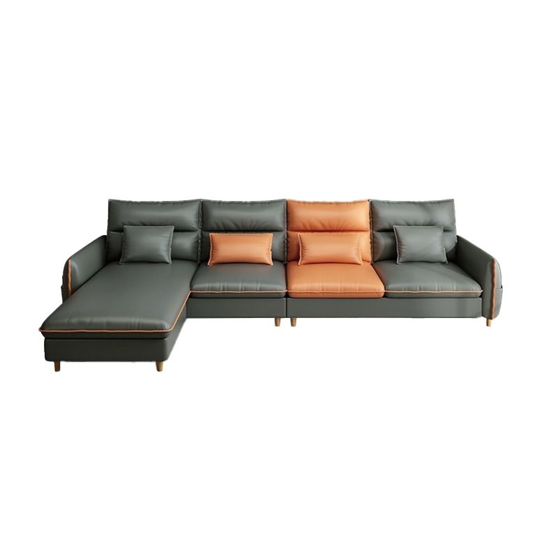 Modern Storage Faux Leather Sectioanl with Pillow Back for Living Room