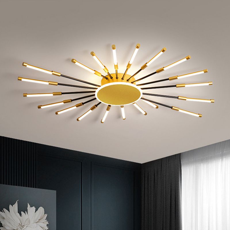 Gold Sputnik Semi Mount Lighting Minimalist LED Aluminum Ceiling Lamp in Warm/White Light, 23.5"/39" W
