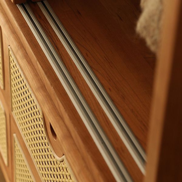 Modern Solid Wood Wardrobe Cabinet 2 Sliding Doors Sliding with Drawer