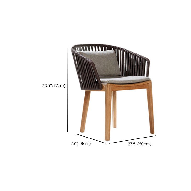 Tropical Brown Teak Upholstered Removable Cushion Outdoor Bistro Chairs