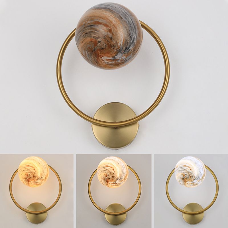 Modernist Wall Sconce Round Wall Light Fixture with Glass for Bedroom