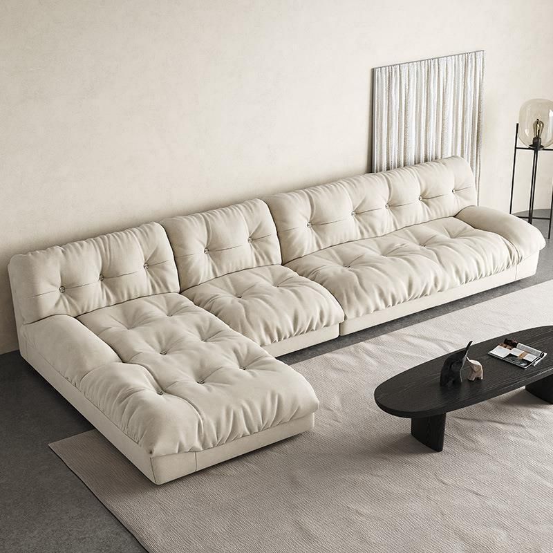 Scandinavian 33.85 " H Armless Tufted Sofa & Chaise for Living Room