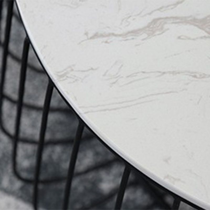 Glam Cocktail Table Abstract Faux Marble/Metal Storage Round Coffee Table