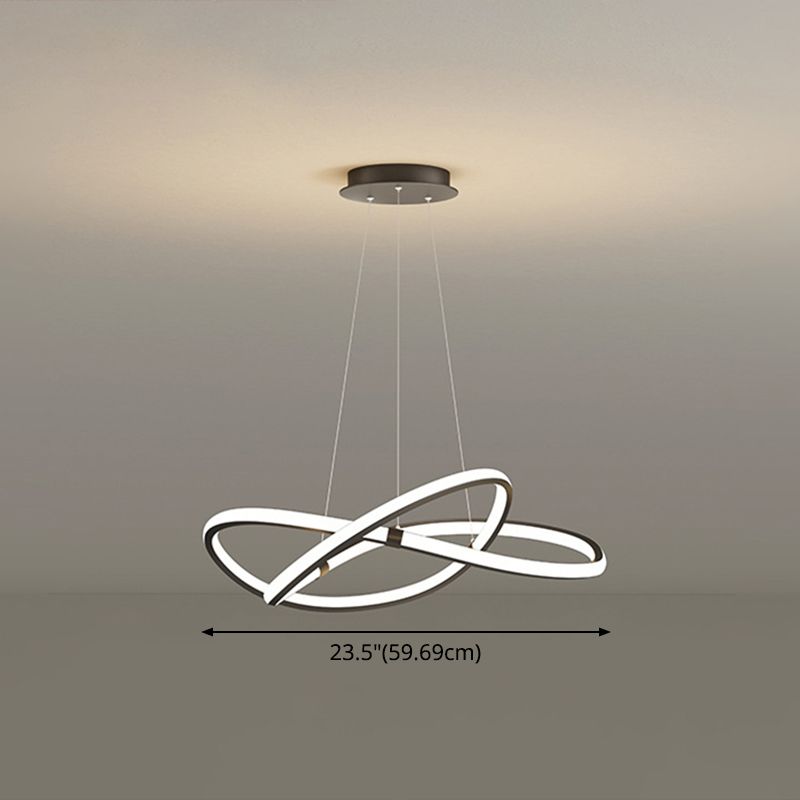 Ultra-modern Twist Chandelier Metal Pendant Light with Round Canopy for Living Room
