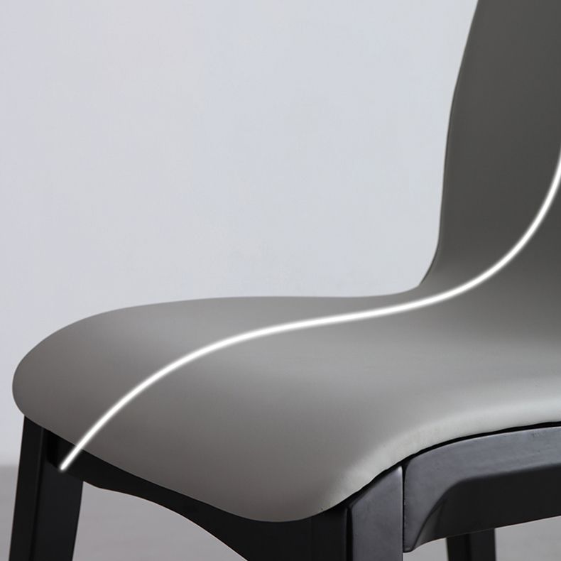 Scandinavian Indoor Side Chair Wood Upholstered Solid Back Single Dining Room Chair