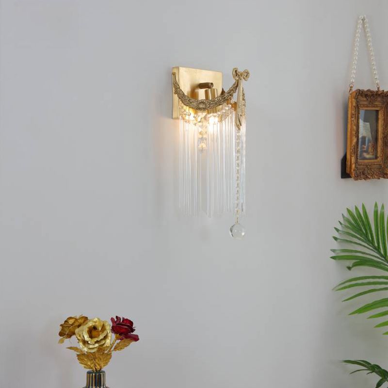 Modern Crystal Shade Wall Lighting Fixtures Gold Wall Lamp for Bedroom