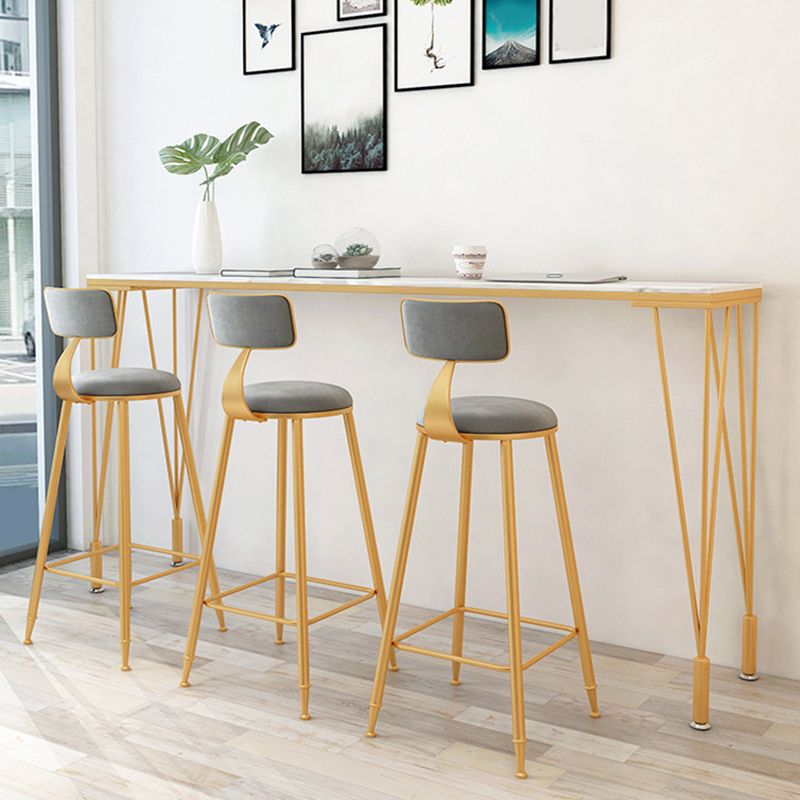 Glam Style Bistro Bar Table Rectangle Faux Marble Bar Table for Living Room