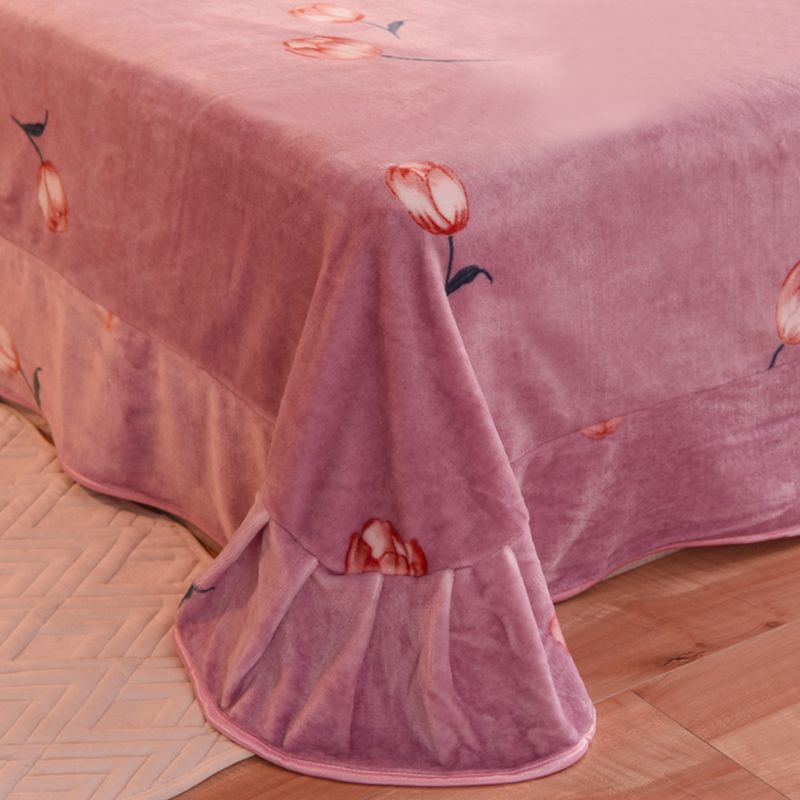 Sheet Sets Flannel Floral Printed Wrinkle Resistant Super Soft Breathable Bed Sheet Set