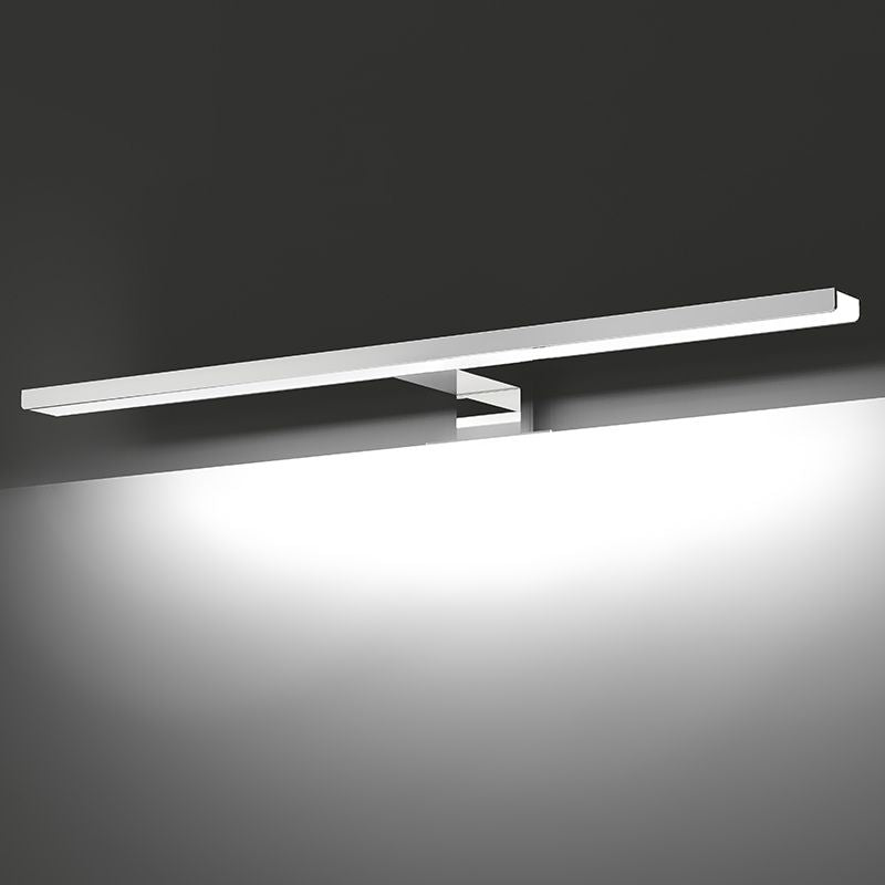 Metal Linear Shade Mirror Wall Lights Modern 1 Head Wall Mount Fixture in Silver