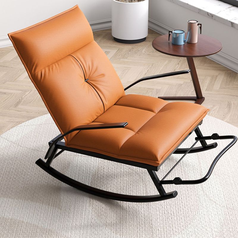 Modern Tufted Rocker Chair Whole Colored Scratch Resistant Leather Rocker Chair