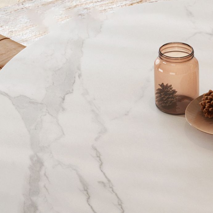 Round Kitchen Table Modern Sintered Stone White Dining Room Table