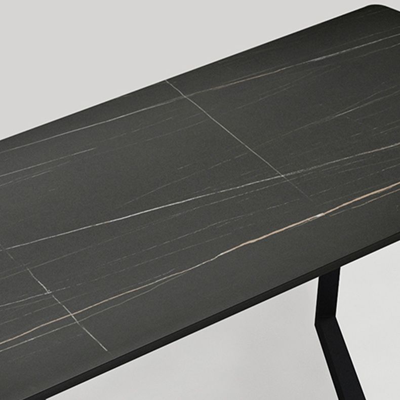Contemporary Office Desk Antique Finish Rectangular Computer Desk with Metal Legs