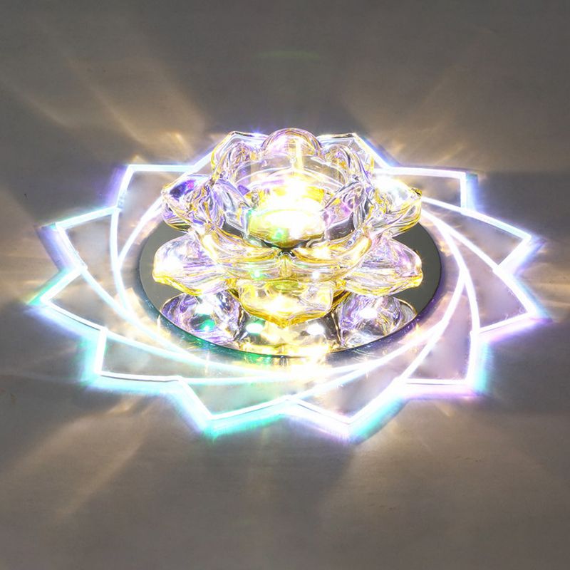 Blossom LED Flush Mount Modern Crystal Hallway Flushmount Ceiling Lighting in Clear