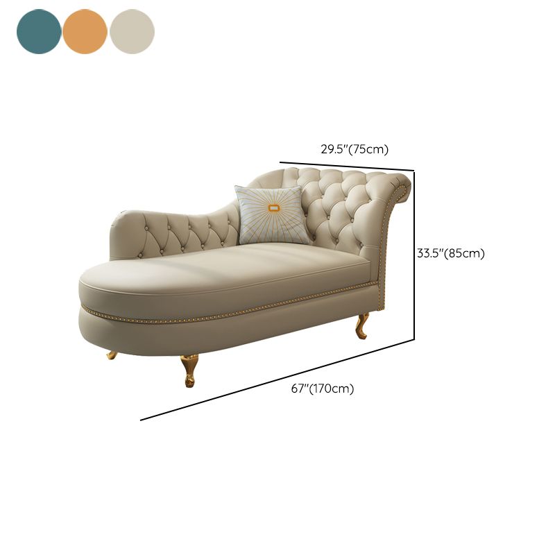 Traditional Style Rolled Arms Chaise Living Room Faux Leather Chaise