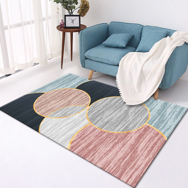 Trendy Geometric Pattern Area Rug Distinctive Contemporary Rug Polyester Friendly Washable Carpet for Living Room