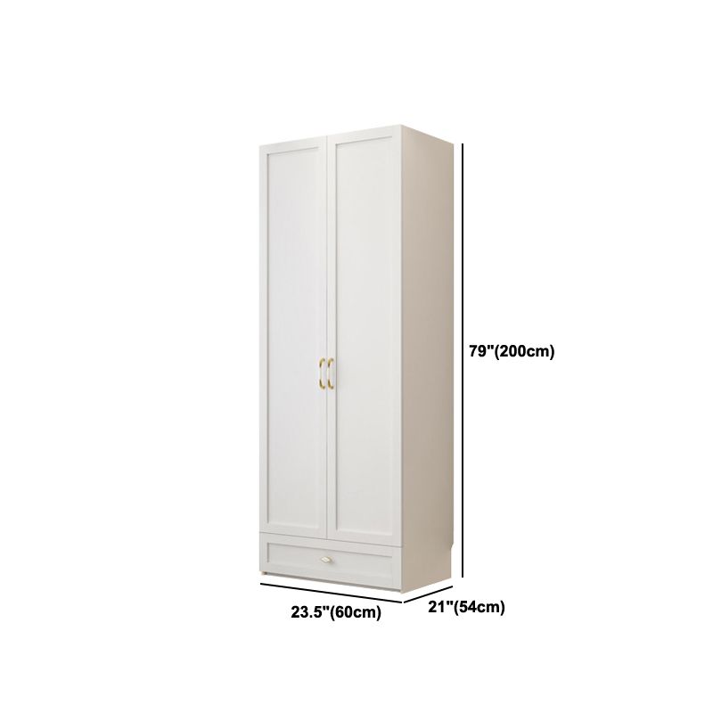 White Wardrobe Closet Engineered Wood Wardrobe Armoire with Drawer