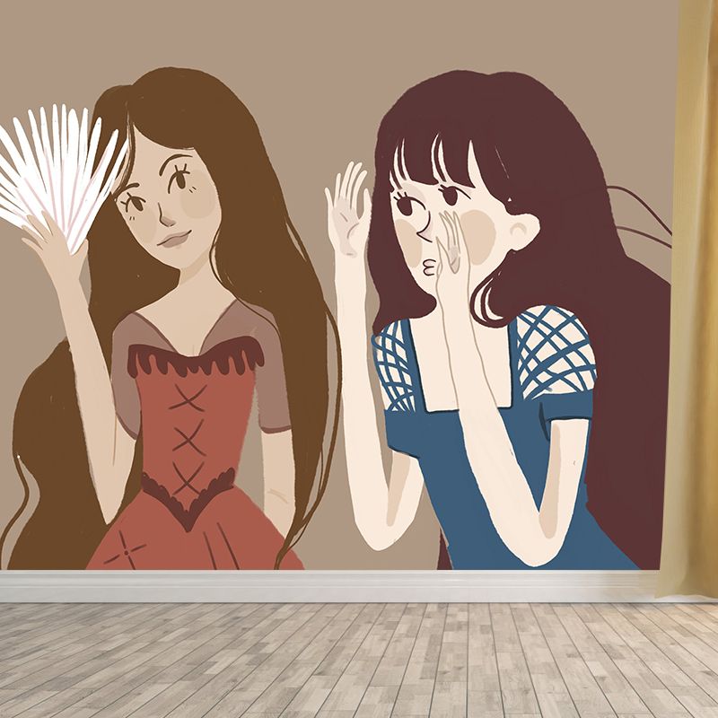 Portraiture Mildew Resistant Wallpaper Illustration Sleeping Room Wall Mural