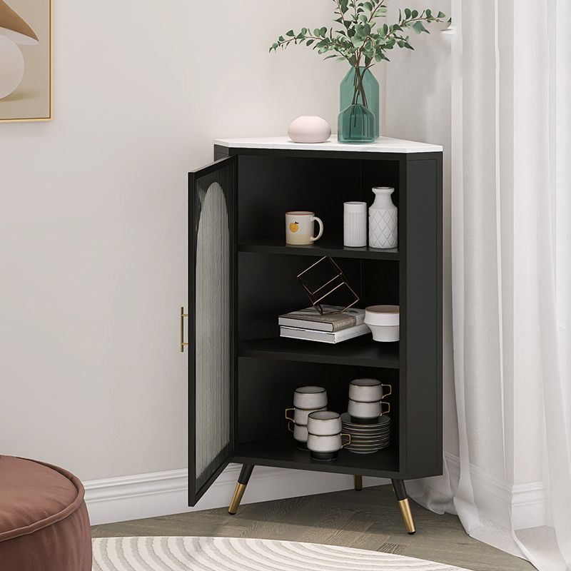 Modern Iron Stone Buffet Sideboard 40"H Dining Room Buffet Server with Glass Door