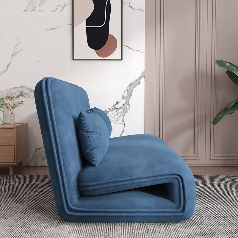 Velvet Sleeper Sofa 25.59" Wide Blue Foldable Armless Sofa Bed