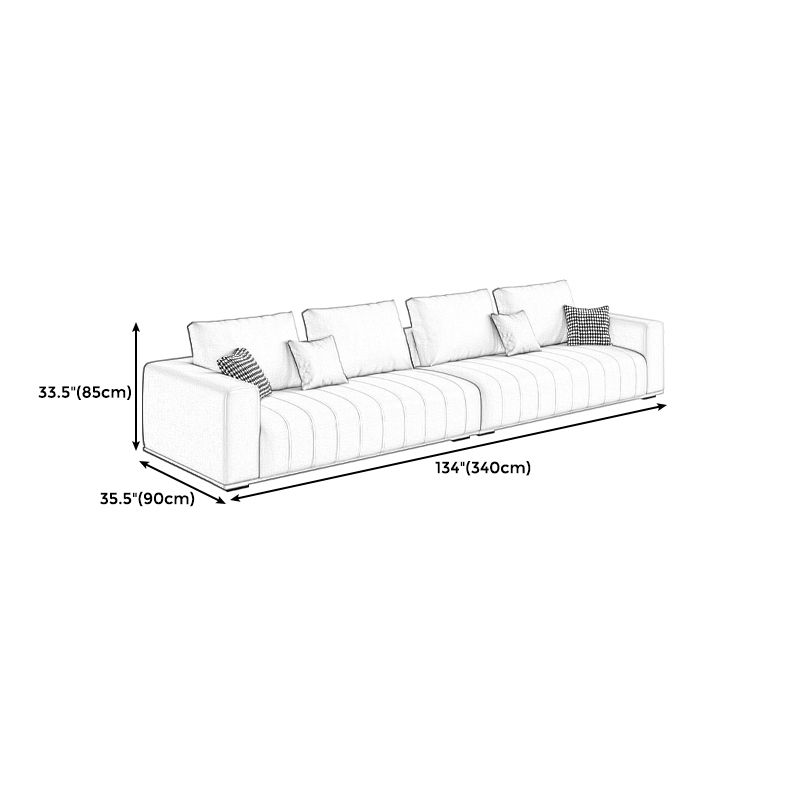 Cream Modern Faux Leather Square Arm Sofa/Sectional with Pillowed Back Cushions