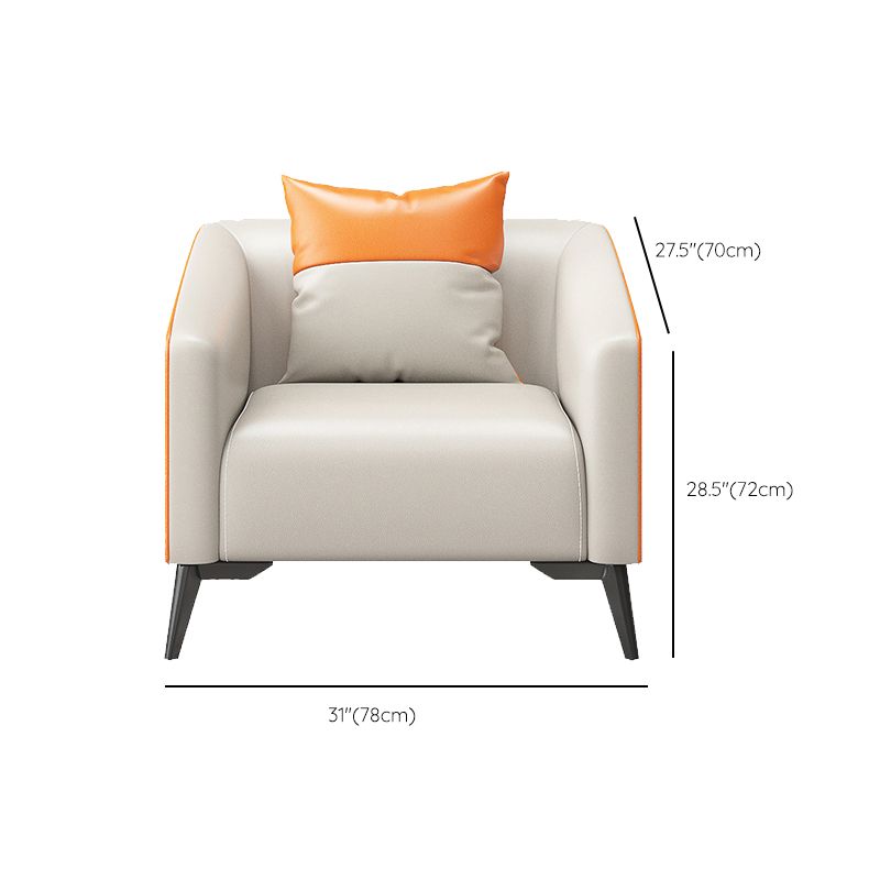 28.34" High Glam Sofa Faux Leather/Genuine Leather Tuxedo Arm Sofa