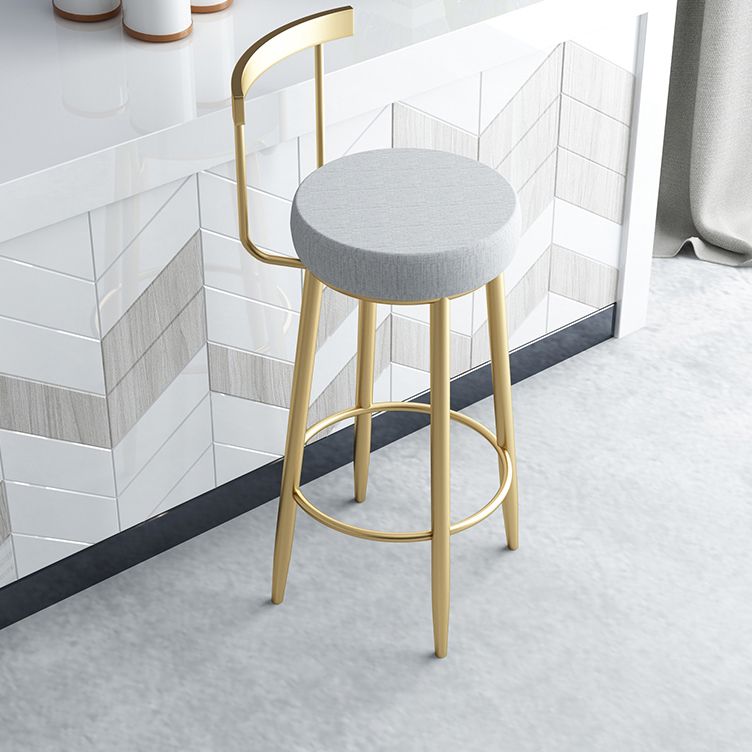 Glam Matte Finish Upholstered Bar Stools Coffee Shop Low Back Stool