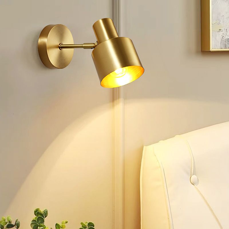 Moderne Stilzylinderwand montiertes Metallmetall 1 Lichtwandmontierte Beleuchtung in Gold