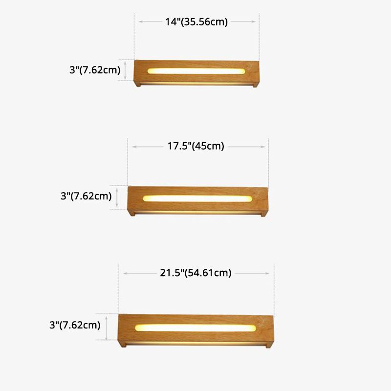 Rectangle Lumières murales en bois