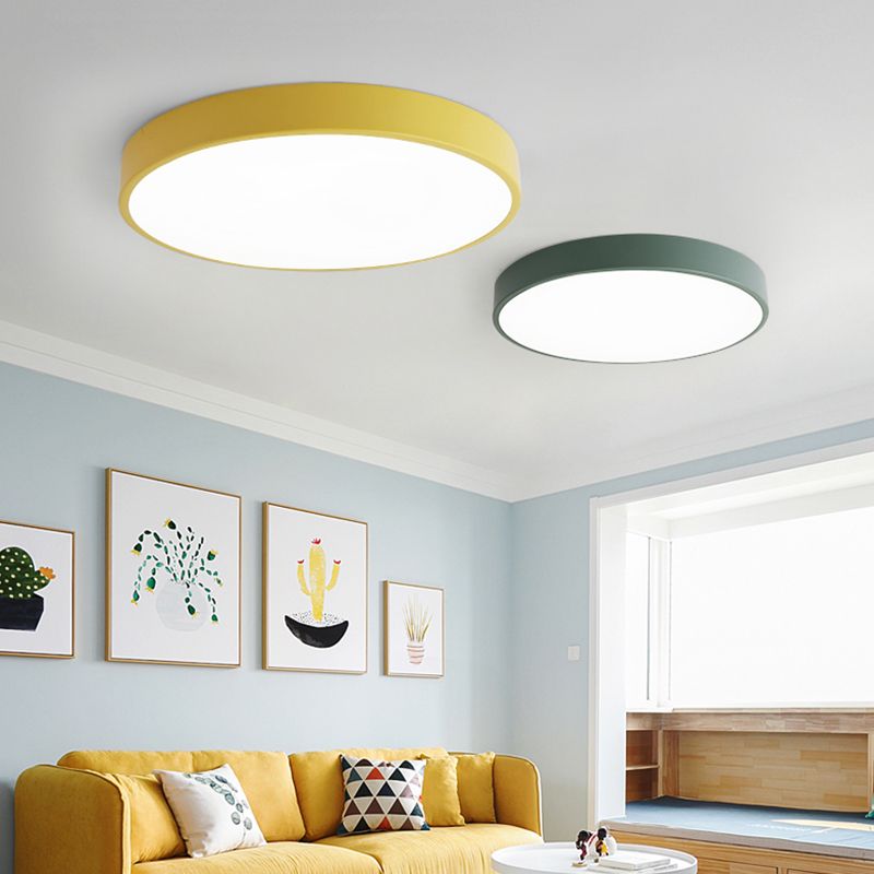 1-Light Round Flush Ceiling Light Fixture Modern Acrylic Flush Light