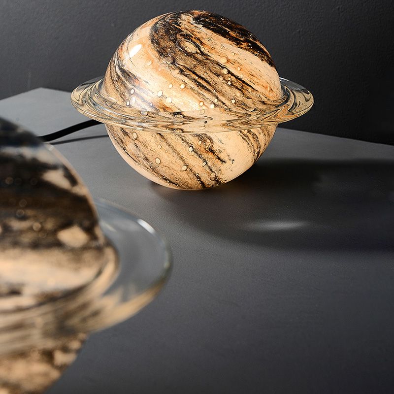 Creative Planet Shaped Night Lamp Modern Glass 1-Bulb Living Room Table Light