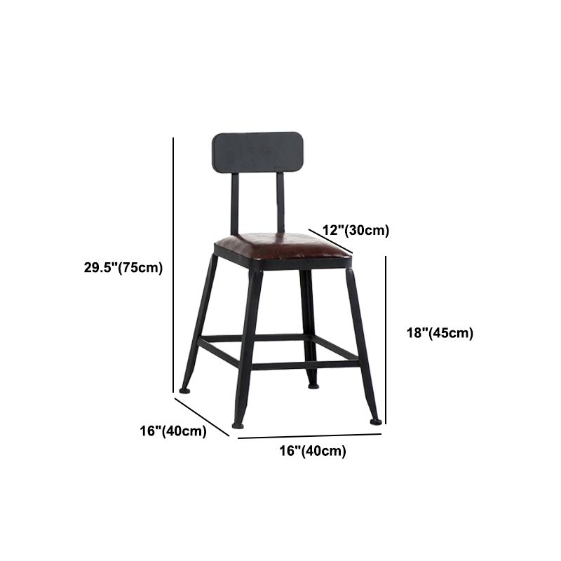 Industrial Armless Counter Stool Iron Milk Tea Shop Bar Stool with Cushion and Pedal